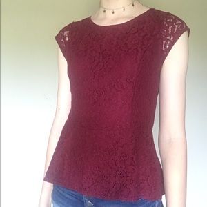Burgundy peplum top